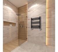 (600x600mm) Warmehaus Curved Heated Towel Rail Central Heating for Bathroom Kitchen Radiator Ladder Black