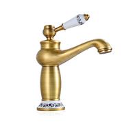 60102 Retro Bathroom Faucet Ceramic Valve Core Blue-White Porcelain Handle Warm & Cold Water Mixer Eco-Friendly Water-Saving Design Vintage Style