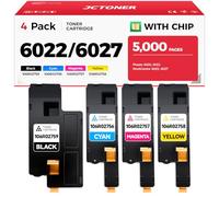 6022 6027 Toner Cartridge 4 Pack Replacement Compatible for Xerox Phaser 6022 WorkCentre 6027 Color Multifunction Printer Copier Ink | 106R02759 106R02756 106R02757 106R02758 Black Cyan Yellow Magenta