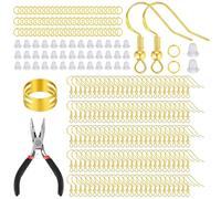 602pcs Earring Making Supplies, Hypoallergenic 925 Silver and Gold Plated Earring Hooks, with Fish Hooks, Metal Jump Rings, Clear Silicone Backs Stoppers for DIY (Gold)