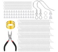 602pcs Earring Making Supplies, Hypoallergenic 925 Silver and Gold Plated Earring Hooks, with Fish Hooks, Metal Jump Rings, Clear Silicone Backs Stoppers for DIY (Silver)