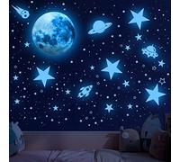 603Pcs Glow in The Dark Stars Wall Stickers, Glow in The Dark Stars Ceiling, Moon Wall Decals Planets Solar System Wall Stickers for Kids Boys Wall Sticker for Nursery Bedroom Living Room (Blue)