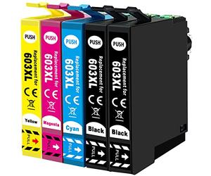603XL Compatible Ink Cartridges Replacement for Epson 603 603XL Ink Cartridges for XP-2100 XP-2105 XP-3100 XP-3105 XP-4100 XP-4105 WorkForce WF-2810 WF-2830 WF-2835 WF-2850 (5 Pack 2BK/C/M/Y)