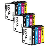 603XL Ink Cartridges 12Pack Replacement for Epson 603 XL Ink Cartridges Multipack for Epson XP-2100 XP-2105 XP-3100 XP-3105 XP-4100 XP-4105 WF-2810DWF WF-2830DWF WF-2835DWF(3BK/3C/3M/3Y)