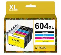 604XL Ink Cartridges Replacement for Epson 604 XL Ink Cartridge for Epson Expression Home XP-2200 XP-2205 XP-3200 XP-3205 XP-4200 XP-4205, Workforce WF-2910DWF WF-2930DWF WF-2935DWF WF-2950DWF 5pack