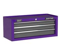 605 x 260 x 250mm PURPLE 3 Drawer MID-BOX Tool Chest Lockable Storage Cabinet