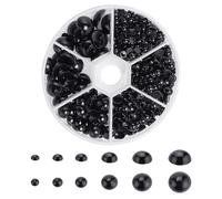 605pcs Black Flat Back Beads Half Round Beads Doll Eye Accessories for DIY Decoration Scrapbook, Phone Case, Face, Nail Art and Crafts (4/5/6/8/10/12mm)