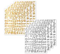 608 Pcs Gold Letter Stickers,Alphabet Stickers Vinyl Letter Sticker for Water Bottles Small Silver Sticker Letters Self-Adhesive Glitter Number for Graduation Cap Scrapbook DIY Crafts (8,1 Inch)