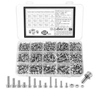 608 Pcs M3 M4 M5 Bolts and Nuts Set, Cross Pan Head Screws Bolts and Nuts and Washers Set, Nuts and Bolts Set, Round Head Machine Screws Assortment Kit, Thread Fastener for Commercial Industrial