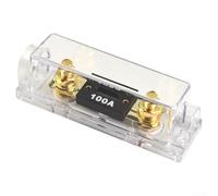 6080100A Inline Fuse Holder with Fuse PV, Designed for Use with Fuse Block, Clear Protective Cover to Easily Detect Fuse Condition, Gold Nickel Plated Contacts (100A)