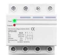 60A 380V Three Phase Four Wire Din Rail Auto Recovery Reconnect Over Voltage And Under Voltage Protective Protection Relay