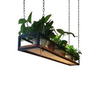 60cm~140cm Ceiling Hanging Shelving for Kitchen Pot Pan Rack, Floating Flower Shelves Plant Stand Wood + Metal Frame, Wine Holder Wall Shelf with Iron Chains(80x25x15cm)