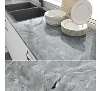 60cm×5m, Grey Marble Sticky Back Plastic Roll, Marble Vinyl Wrap for Kitchen Worktop, Heat-Resistant Worktop Vinyl Covering, Glossy Furniture Stickers Contact Paper Self Adhesive Furniture Makeover