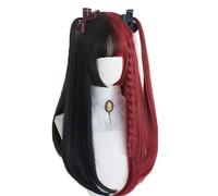 60cm/65cm Lolita Ombre Black Mixed Red Heat Resistant Bangs Synthetic Cute Cosplay Wig+ Wig Cap A120 straight
