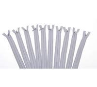 60cm Adjustable Length Invisible Zip - Grey, 10 Pieces