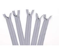 60cm Adjustable Length Invisible Zip - Grey, 5 Pieces