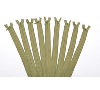 60cm Adjustable Length Invisible Zip - Olive, 10 Pieces