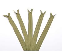 60cm Adjustable Length Invisible Zip - Olive, 5 Pieces