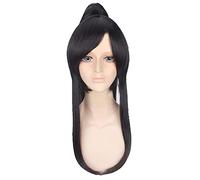60cm Anime D.Gray-man Yu Kanda Straight Long Black Cosplay Wig Synthetic Hair Halloween Costume Party Wigs With Claw Ponytail