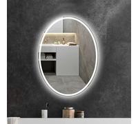 60cm Anti-Fog LED Bathroom Mirror, Oval Dimmable Wall Mirror for Makeup, 3 Light Colors, Frameless Vanity Mirror 28"x36", Stylish and Functional Home Decor