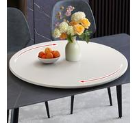 60cm Bamboo Lazy Susan Turntable - Stylish Rotating Wooden Charcuterie & Cheese Board for Kitchen, Dining Table & Pantry - Elegant Storage Solution (White)