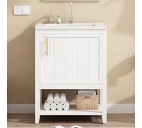 60cm Bathroom Fur Set with Ceic Sink Slish White Vani for Small Bathrooms Space Saving Design by Planetmöbel