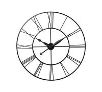 60cm Black Hollowed-Design Roman Numeral Wall Clock - Silent Quartz, Minimalist Industrial Style