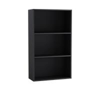 Urbn-Living Urbnliving 60Cm Width Black Colour Wide 3 Shelf Tier Wooden Bookcase Cabinet Storage Shelving Display Shelves Unit