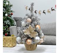 60cm Christmas Tree Grey Tabletop Artificial With Gold/Silver Decorations