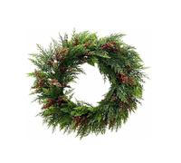 60cm Christmas Wreath for Front Door with Artificial Pine Needle,Berries, Greenery Ornaments, Wall Fireplace Indoor Outdoor Xmas Holiday Home Decorations