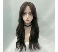 60Cm Cool Brown Wavy Long Curly Hair Female Hand-Woven Lace Front Wig With Middle Parting Curly Hair
