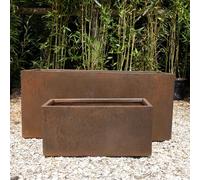 60cm Corten Effect Trough Planter Long Rectangle Modern - Flower Pot- - Contemporary - Landscape Design - Stonelite/Improved Fibreclay