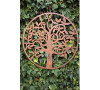 60cm Diameter Round Garden Tree Wall Art Plaque Screen - In Rustic Steel Metal - A Wonderful Addition to Your Garden!