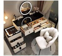 60cm Dressing Table Set with Flip-top LED Bluetooth Speaker & Rolling Stool Integrated Makeup Station for Stylish Bedroom Decor