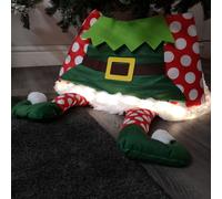 60cm Elf USB LED Fabric Christmas Tree Skirt with Timer Function in Warm White Samuel Alexander Green One Size