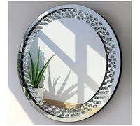 60Cm Floating Jewelled Round Wall Mirror Crystal Diamond