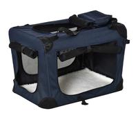 Pawhut Folding Pet Carrier Bag House W/ Cushion Storage, Dark Blue 60X41.5X41Cm