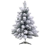 60cm Frosted PVC Artificial White Flocked Christmas Tree With Metal Stand - 60 Hinged Branches, Falling Snow - Indoor/Outdoor Decor
