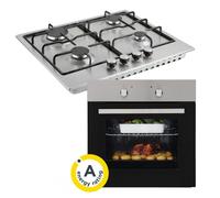60cm Gas Hob with Enamel Pan Supports & 60cm Built In Electric Fan Oven Pack
