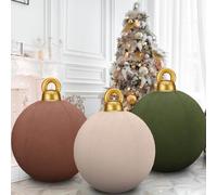 60cm Giant Inflatable Velvet Christmas Balls Ornament, Flocked Giant Christmas Baubles, Large PVC Blow Up Balls Ornaments for Xmas Holiday Indoor Outdoor Garden Lawn Yard Porch Decor (3pcs-B)