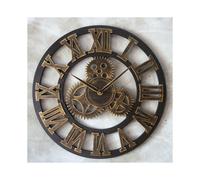 60CM Golden Skeleton Roman Numerals Wall Clock - Open Face Round, Silent Quartz Movement