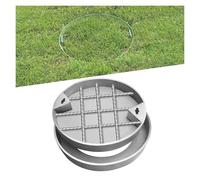 60CM Heavy-Duty Stainless Steel Round Manhole Cover & Frame, Durable Inspection Cover with Pull Hole, Sleek Invisible Sewage Basin for Yard & Sidewalk, Weatherproof Design