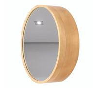 60cm Illuminated Round Bathroom Mirror Cabinet - Wall Mounted, Wooden, Modern Design for Sto & Decor, Perfect for Any Bathroom Space
