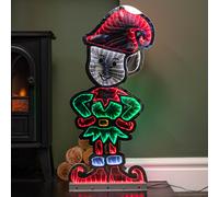 60cm Infinity Elf Light with Red Boots on Metal Base - Infinity Mirror, Green, Red and White LEDs, Mains Powered, 3m Cable