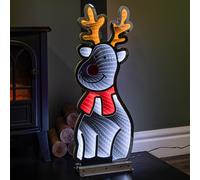 Samuel ALEXANDER 60cm Infinity Standing Christmas Reindeer with Metal Base, White and Red LEDs