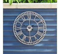 60cm Large Garden Wall Clock Metal Roman Numeral Skeleton Outdoor Decor | Large Garden Clock, Outdoor Wall Clock, Skeleton Design, Roman Numerals, Metal Clock, Weather Resistant, Quartz, Home Decor