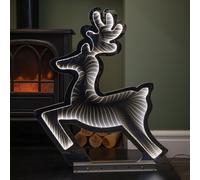 Samuel Alexander 60Cm Infinity Light Up Leaping Reindeer Christmas Decoration With Ice White Leds On Metal Base, White