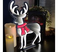 Samuel ALEXANDER 60cm LED Standing Reindeer Infinity Christmas Decoration with Metal Base in White