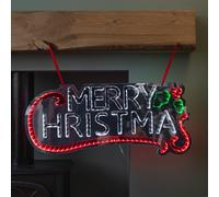 60cm Light up Hanging Merry Christmas Infinity Mirror Decoration with LEDs