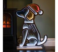 60cm Light-Up Santa Hat Infinity Dog Christmas Decoration with LEDs, Infinity Mirror Effect, Mains Powered, 5m Cable